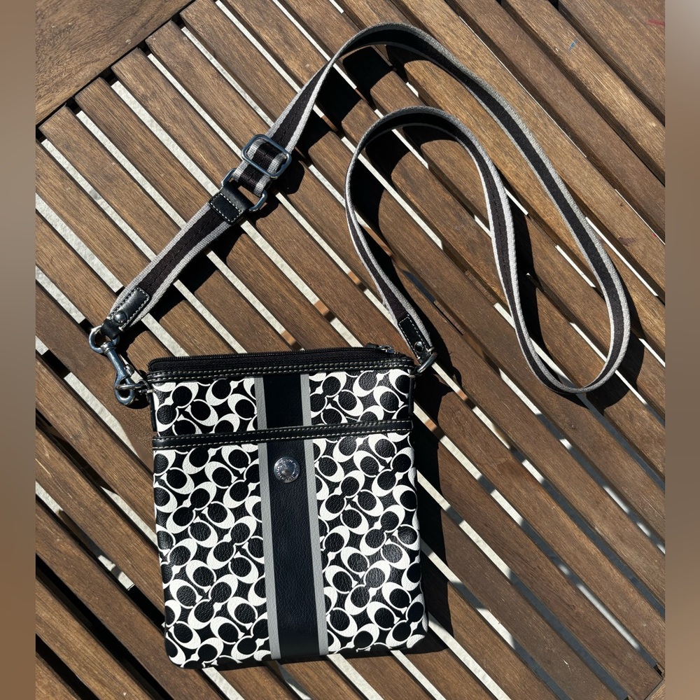 Coach • Black and White Patterned Crossbody Bag